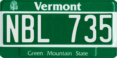 VT license plate NBL735