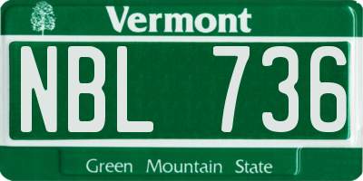 VT license plate NBL736