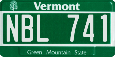 VT license plate NBL741