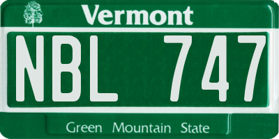 VT license plate NBL747