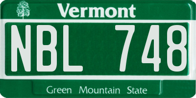 VT license plate NBL748