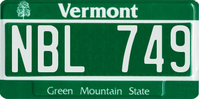 VT license plate NBL749