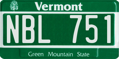 VT license plate NBL751