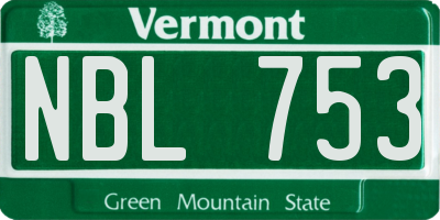 VT license plate NBL753
