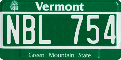VT license plate NBL754