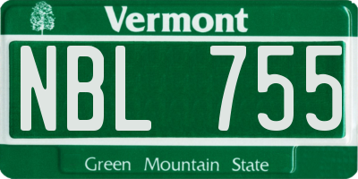VT license plate NBL755