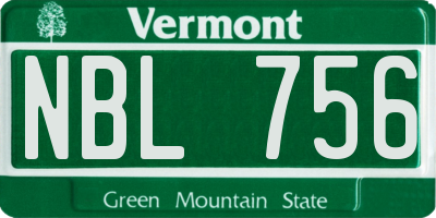 VT license plate NBL756