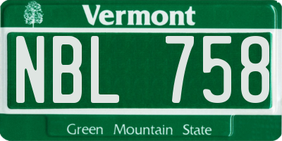 VT license plate NBL758
