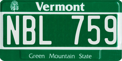 VT license plate NBL759