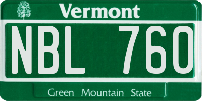 VT license plate NBL760