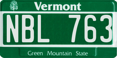 VT license plate NBL763
