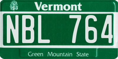 VT license plate NBL764