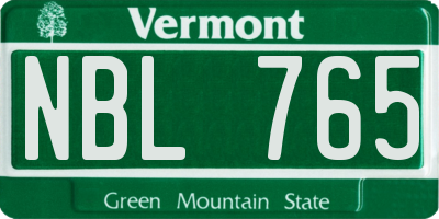 VT license plate NBL765