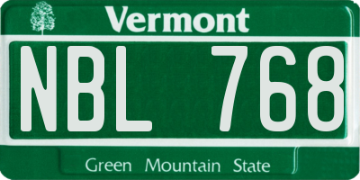 VT license plate NBL768