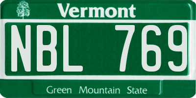 VT license plate NBL769