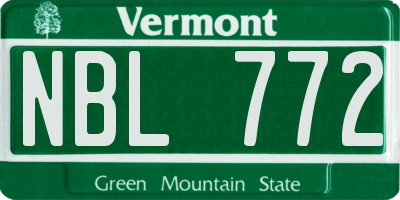 VT license plate NBL772