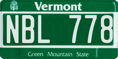VT license plate NBL778