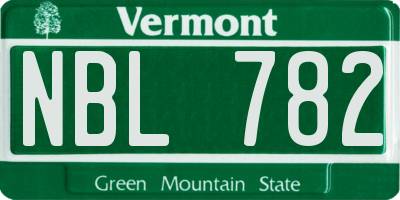 VT license plate NBL782