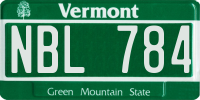VT license plate NBL784