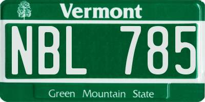 VT license plate NBL785