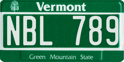 VT license plate NBL789