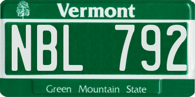 VT license plate NBL792