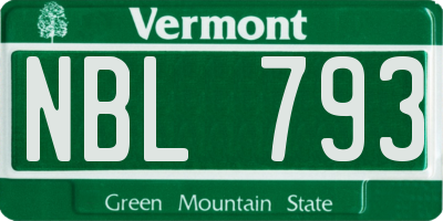 VT license plate NBL793