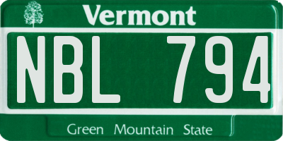 VT license plate NBL794