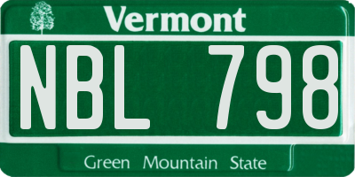 VT license plate NBL798
