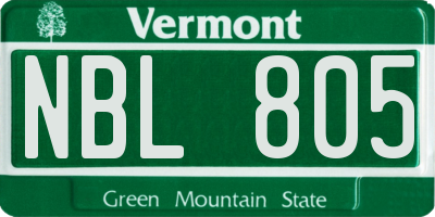 VT license plate NBL805