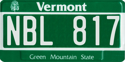VT license plate NBL817