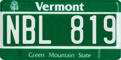 VT license plate NBL819