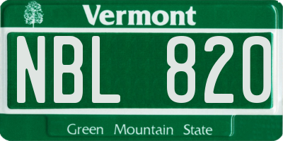 VT license plate NBL820