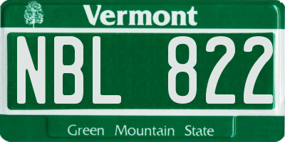VT license plate NBL822