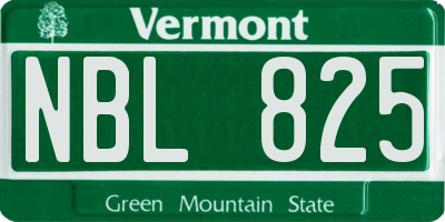 VT license plate NBL825