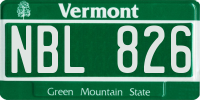 VT license plate NBL826