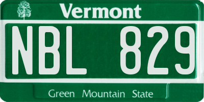 VT license plate NBL829