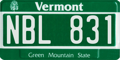 VT license plate NBL831