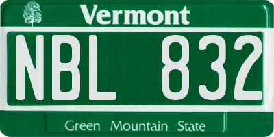 VT license plate NBL832