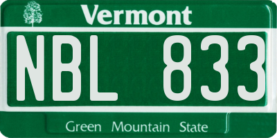 VT license plate NBL833