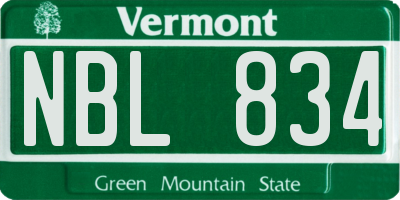 VT license plate NBL834