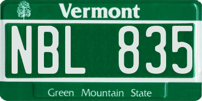 VT license plate NBL835