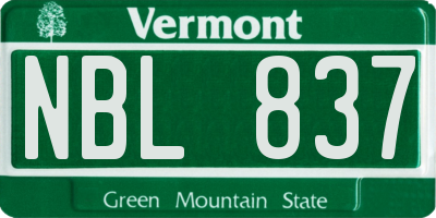 VT license plate NBL837