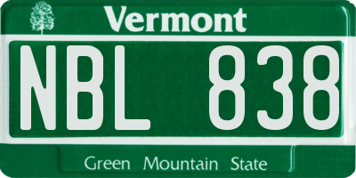 VT license plate NBL838