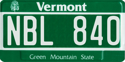 VT license plate NBL840
