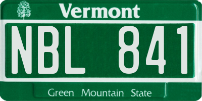 VT license plate NBL841