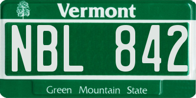 VT license plate NBL842