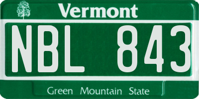 VT license plate NBL843