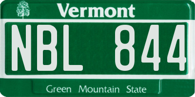 VT license plate NBL844