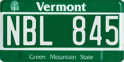 VT license plate NBL845